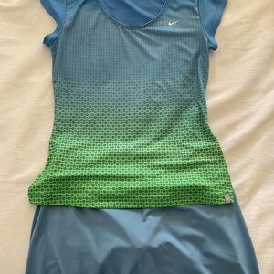 Nike Blue to Green Gradient Performance Tank and Skort Set